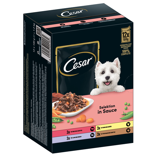 Cesar våtfoder hund till sparpris! - Selection in Sauce Kött & grönsaker 12 x 100 g portionspåse