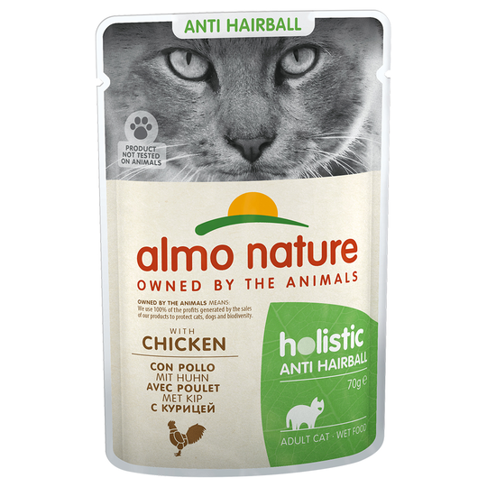 Almo Nature Holistic Anti Hairball portionspåse - 6 x 70 g med kyckling