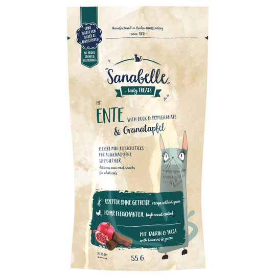 Ekonomipack: 3 x 55 g Sanabelle Cat-Stick No Grain - Ekonomipack: Anka & granatäpple 3 x 55 g