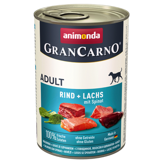 Animonda GranCarno Original Adult 6 x 400 g - Nötkött & sej med spenat