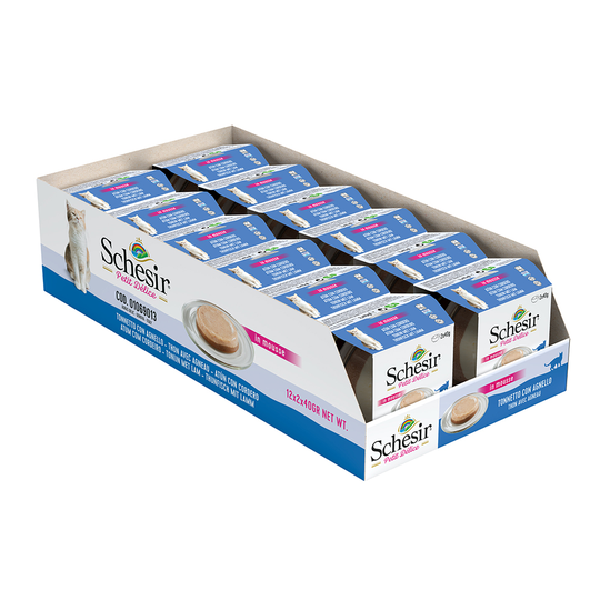 Ekonomipack: Schesir Petit Delice in Mousse 24 x 40 g - Tonfisk & lamm