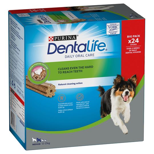 Purina Dentalife Daily Oral Care för medelstora hundar (12-25 kg) - 24 sticks (8 x 69 g)