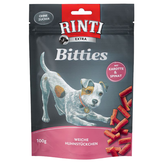 RINTI Extra Bitties 100 g - Kyckling med morötter & spenat 100 g