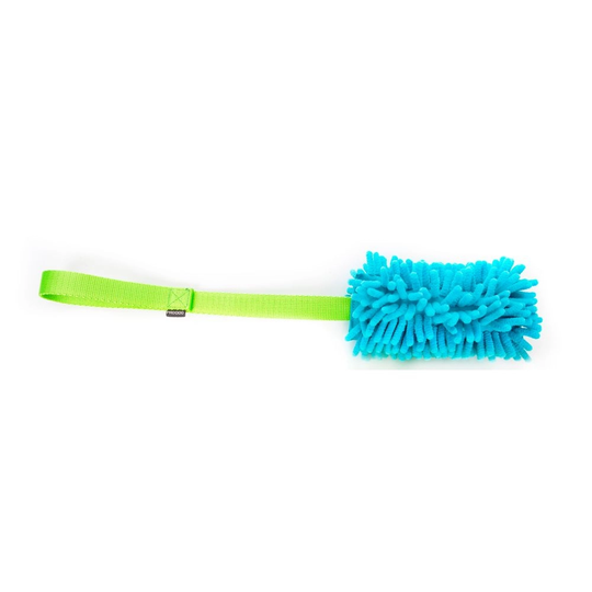 Pro Dog Mop Toy med squeaker, turkos och grön