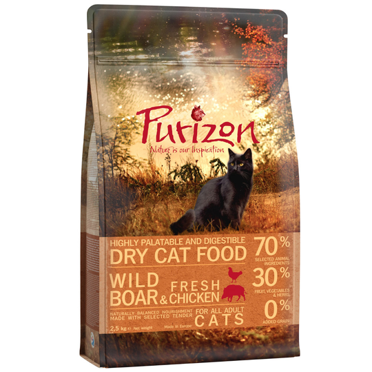 Blandat provpack Purizon Adult 3 x 2,5 kg - III: Wild Boar, Fish & Lamb och Fish