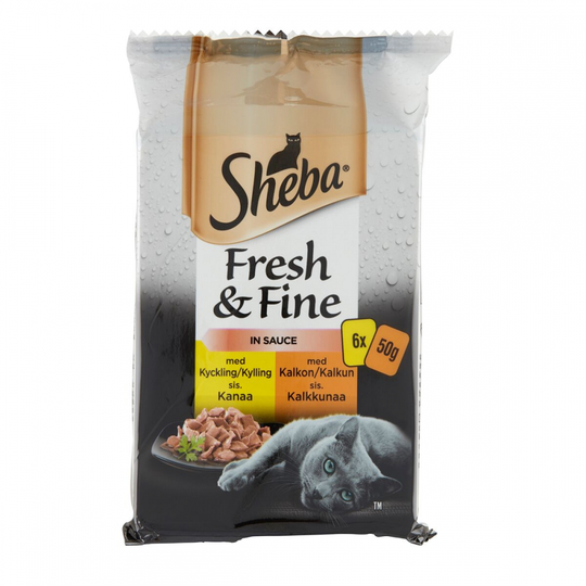 Sheba Fresh & Fine Kyckling och Kalkon Mix 6x50 g