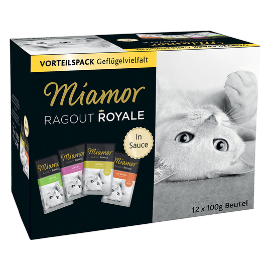 Blandpack: Miamor Ragout Royale 12 x 100 g - Fjäderfä-Mix Sauce (Kyckling, Kalkon, Anka, Fjäderfä)