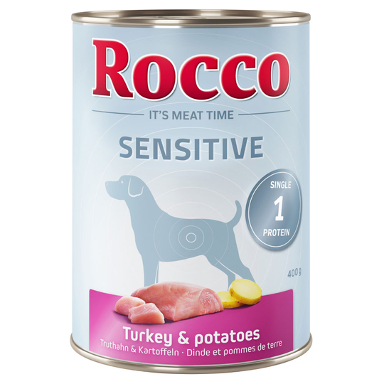 Ekonomipack: Rocco Sensitive 24 x 400 g - Kalkon & potatis