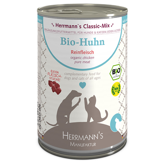 Ekonomipack: Herrmann's Rent kött 12 x 400 g - Ekologisk kyckling