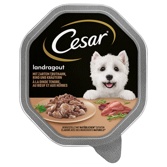 Cesar våtfoder hund till sparpris! - Country Ragout Kalkon, nötkött & örter 14 x 150 g portionsform