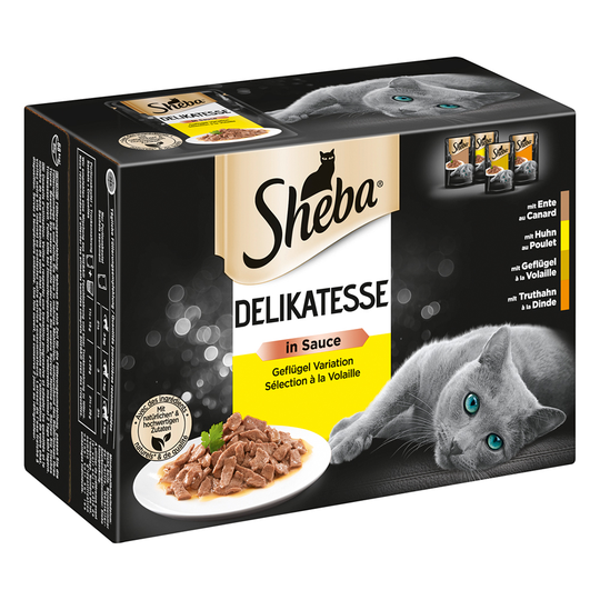 Ekonomipack: Sheba 144 x 85 g portionspåse - Delicatesse in Sauce Fjäderfä