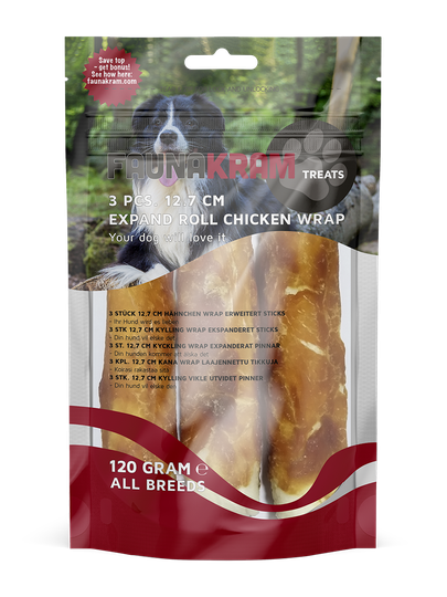 FAUNAKRAM Tuggben med kycklingwrap - 3 pack - 120g