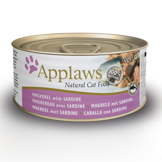 Applaws kattmat i buljong 6 x 70 g - Makrill & sardiner