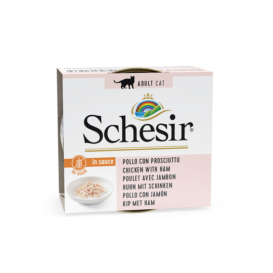 Ekonomipack: Schesir Natural i sås 24 x 70 g - Kyckling & skinka