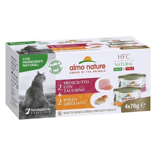 Almo Nature HFC Made in Italy 12 x 70 g - Grillad kyckling + Skinka & kalkon
