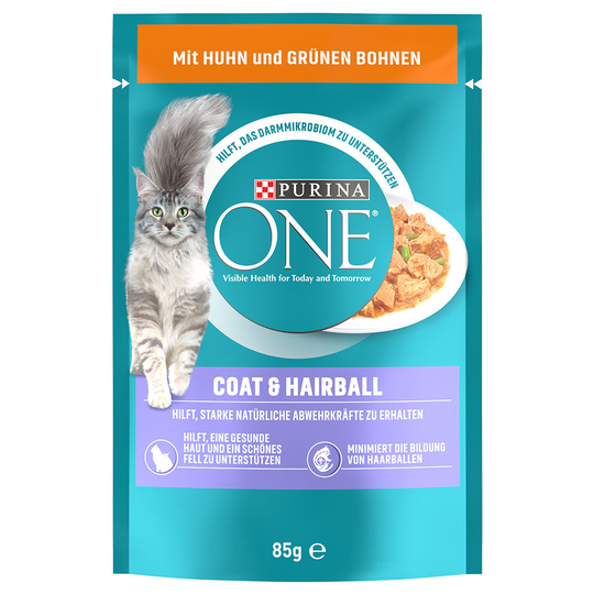 20 + 6 på köpet! 26 x 85 g Purina ONE kattmat - Coat & Hairball