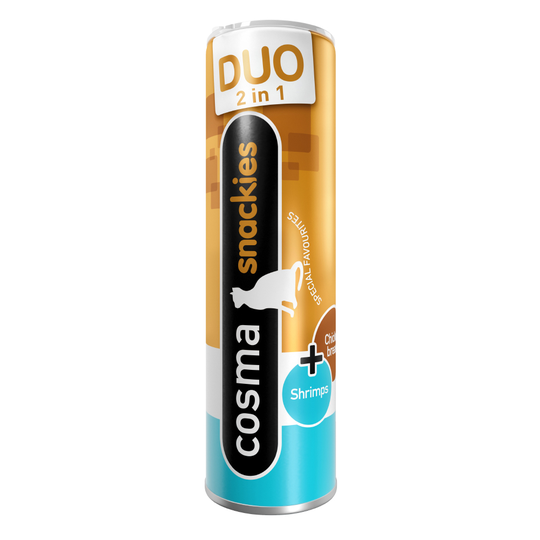 Cosma Snackies DUO 2 in 1 - frystorkat kattgodis - Kycklingbröst & räkor 23 g
