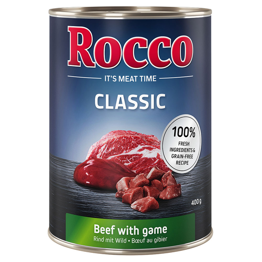 Rocco Classic 6 x 400 g hundfoder - Nötkött & vilt