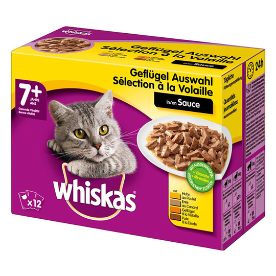 Ekonomipack: 96 x 85 / 100 g Whiskas - Senior 7+ Fågelurval i sås 100 g