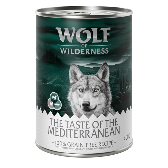 Ekonomipack: Wolf of Wilderness The Taste Of 24 x 400 g - The Taste Of The Mediterranean