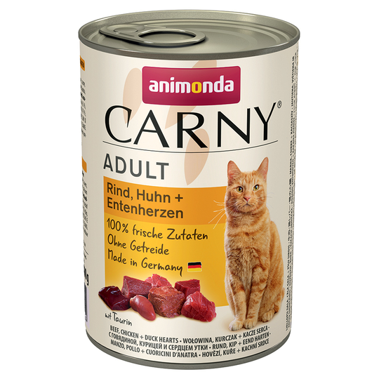 Ekonomipack: Animonda Carny Adult 12 x 400 g - Nötkött, kyckling & ankhjärtan