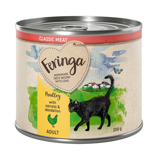 Ekonomipack: Feringa Classic Meat Menu 18 x 200 g - Fjäderfä med morötter & maskros