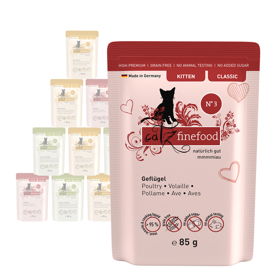 catz finefood Kitten 85 g portionspåse - Ekonomipack: 24 x 85 g Mix (3 sorter)