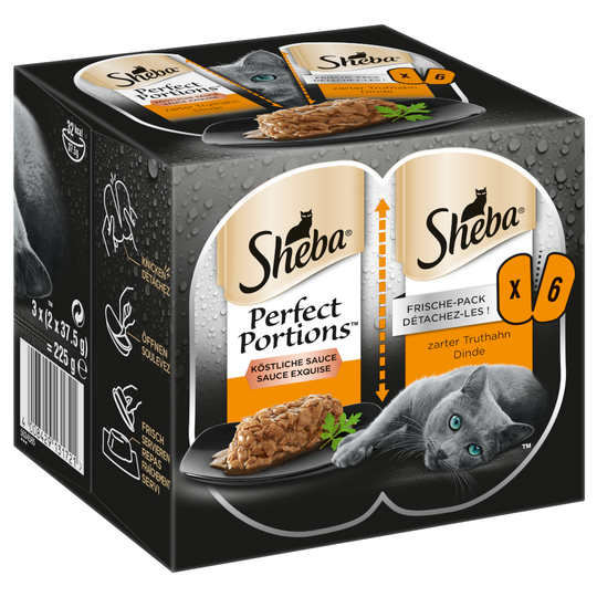 Ekonomipack: Sheba Perfect Portions 48 x 37,5 g - Delicious Sauce Kalkon