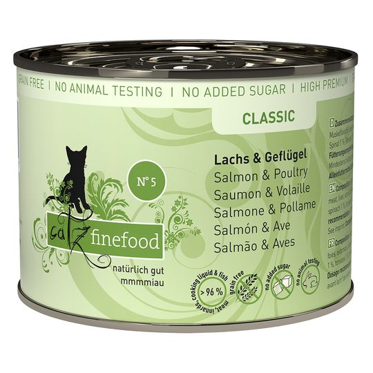 Ekonomipack: catz finefood på burk 24 x 200 g - Lax & fågel