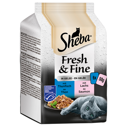 Sheba Fresh & Fine 6 x 50 g - Tonfisk + Lax i gelé