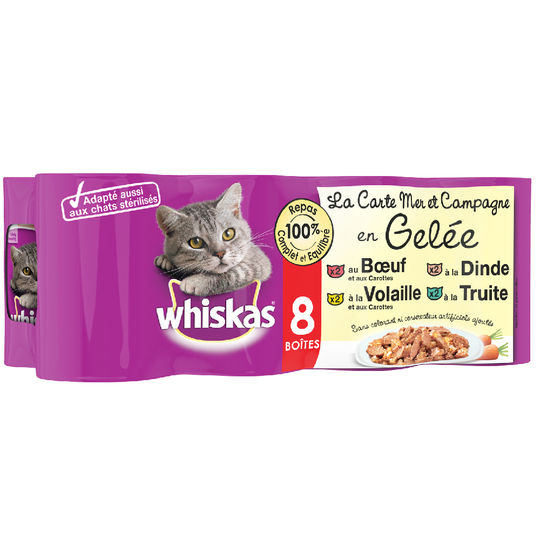 Ekonomipack: Whiskas La Carte 24 x 390 / 400 g - Sea & Land in Jelly (24 x 390 g)