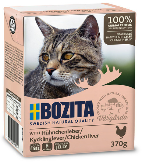 Bitar i Gelé Kycklinglever för katt - 16 st x 370 g