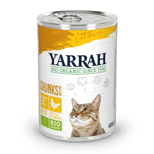 Yarrah Organic Chunks 1 x 405 g - Eko-kyckling med eko-nässlor i sås