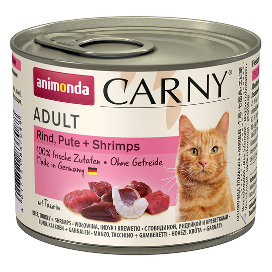 Ekonomipack: Animonda Carny Adult 24 x 200 g - Nötkött, kalkon & räkor