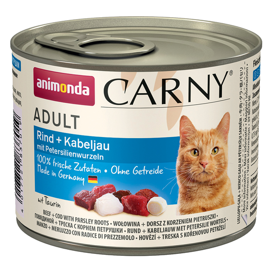 Ekonomipack: Animonda Carny Adult 24 x 200 g - Nötkött, torsk & persiljerot