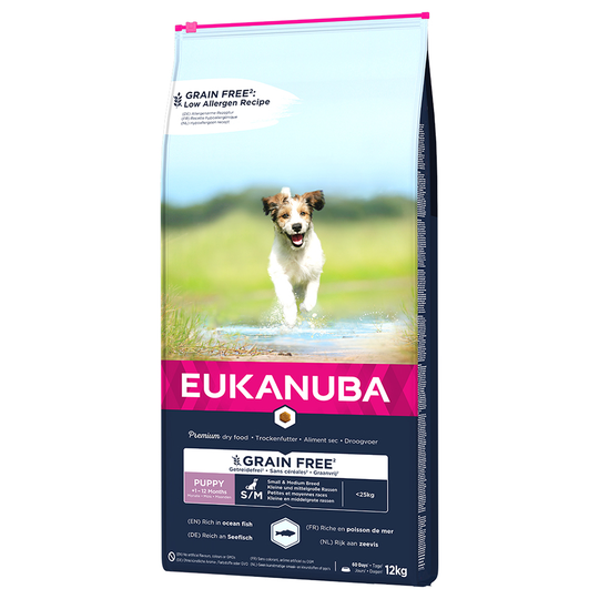 Eukanuba Grain Free Puppy Small / Medium Breed Salmon - Ekonomipack: 2 x 12 kg