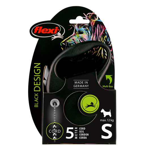 flexi Black Design repkoppel svart, 5 m - S: upp till 12 kg
