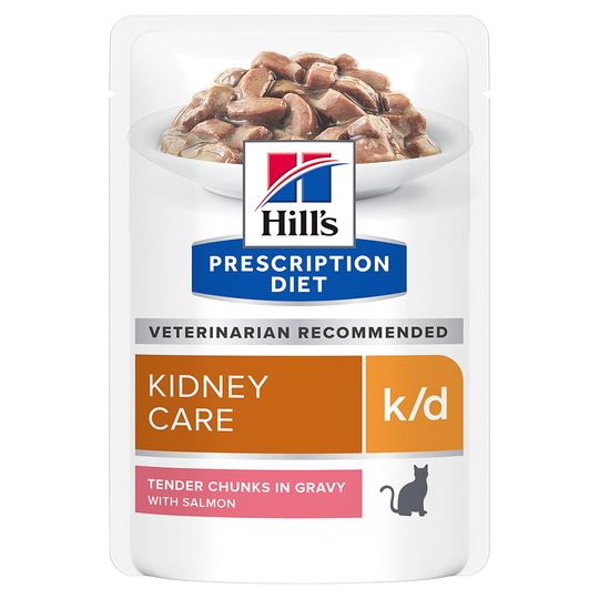 Ekonomipack: Hill's Prescription Diet Feline 24 x 85 g portionspåsar - 85 g k/d Kidney Care Salmon i portionspåse