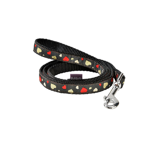 Bobby Lovely Nylon Hundkoppel 100 cm - Svart (XS - 1 cm)