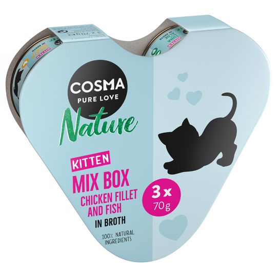Cosma Nature Kitten Heart-Box 3 x 70 g - 3 olika sorter