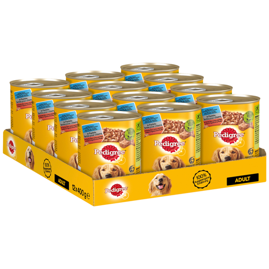 Ekonomipack: Pedigree Adult Classic 24 x 400 g - 3 sorters kött