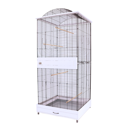 Skyline Loretto XL fågelvoljär - Vit/svart: L 78 x B 75 x H 175 cm