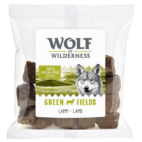 Ekonomipack: 3 x 180 g Wolf of Wilderness - Wild Bites Snacks - Green Fields - Lamb