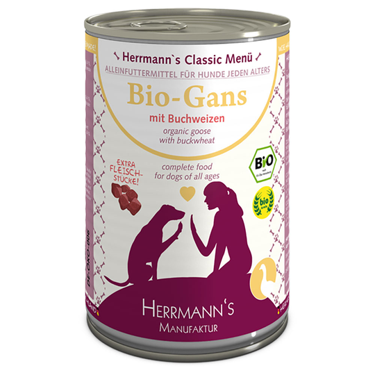 Herrmann's Meny Classic 6 x 400 g - Ekologisk gås med ekologiskt bovete