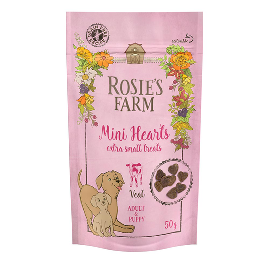 Rosie's Farm Puppy & Adult Mini Hearts Veal - 50 g
