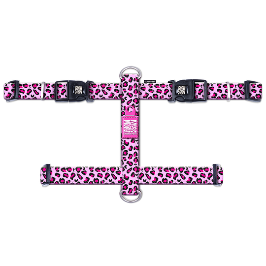 Max & Molly Leopard Pink H-sele - Stl. M: 53-69 cm bröstomfång