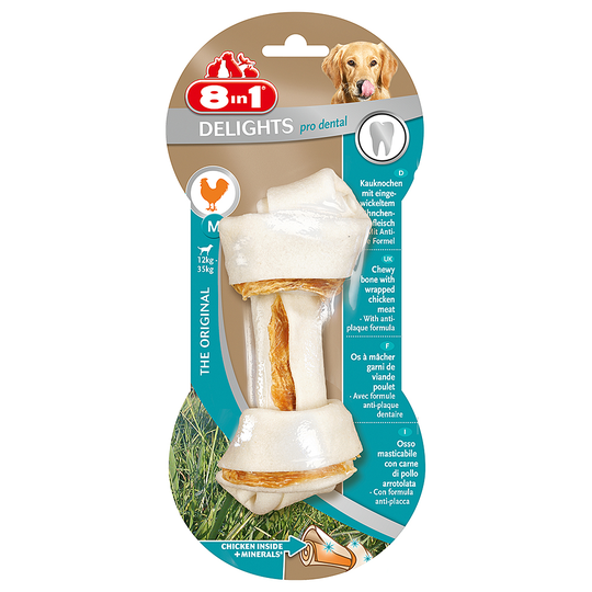 8in1 hundgodis till sparpris! - Delights Pro Dental tuggben kyckling M, 70 g (1 st)
