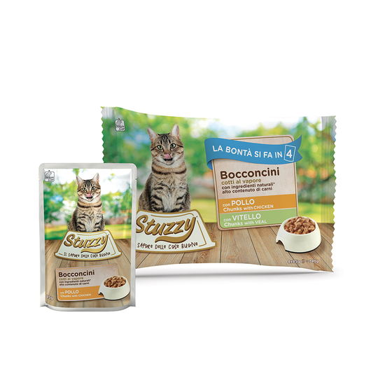 Blandpack: Stuzzy Cat i portionspåse 4 x 100 g - Mix 2 sorter: Kyckling + Kalv