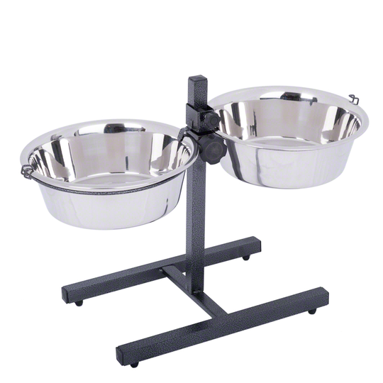 Matbar med 2 rostfria skålar - 2 x 1,8 l, Ø 21 cm, höjd till 38 cm