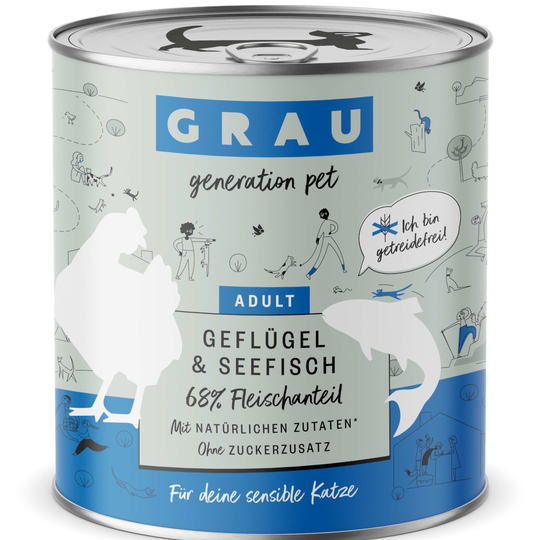 Ekonomipack: GRAU Adult Grain Free 12 x 800 g - Fjäderfä & havsfisk